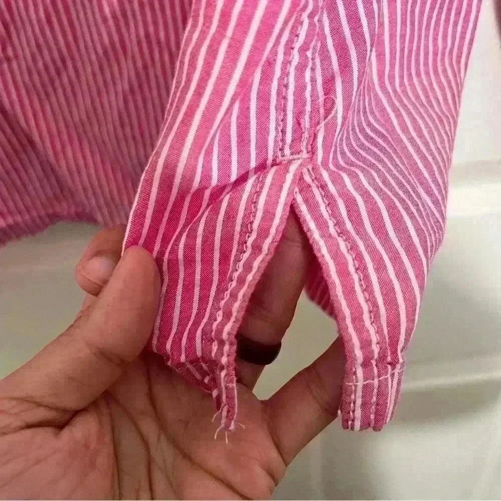 Lauren Ralph Lauren Pink and white Pajama Button Down top with blue | size small